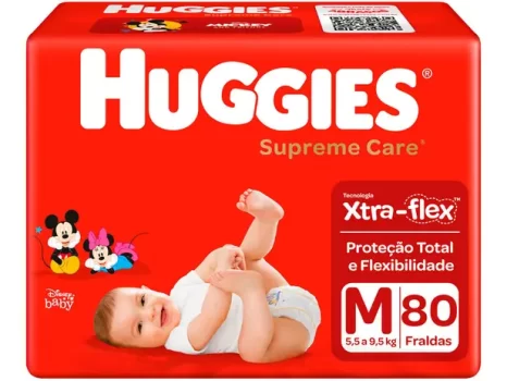 Fralda Huggies Supreme Care – Tam. M 5,5 a 9,5kg 80 Unidades