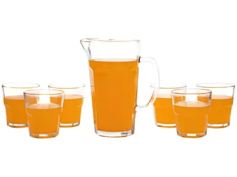 Conjunto de Jarra 1L e Copos 300ml de Vidro Haus – Pavillion 7 Peças