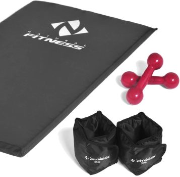 Kit colchonete + Halteres 2kg + Caneleiras 3 kg Academia Fitness Musculação