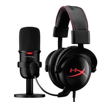 Kit Streamer HyperX Headset Cloud Core Gamer LED, Driver 53mm + Microfone Condensador Solocast, USB, Preto – HBNDL0001