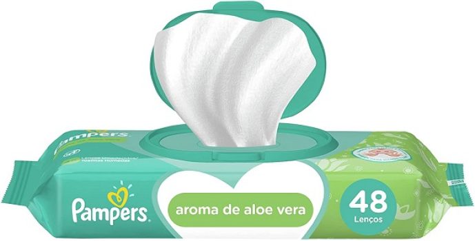 Lenços Umedecidos Pampers Aroma de Aloe Vera 48 Unidades, Pampers