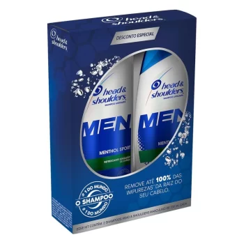 Head & Shoulders – Embalagem Shampoo Anticaspa Masculino Menthol Sport, Protege contra a Caspa, Shampoo Anticaspa com Mentol, Embalagem de 2, Pack com 2, 200 ml cada uma​