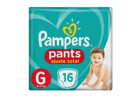 Kit com 10 Fraldas Pampers Pants Ajuste Total G 16 unidades