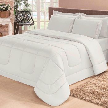 Kit Edredom Aconchego Casa Dona Dupla Face Casal Queen 6 Pçs com Lençol
