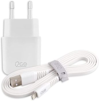 Kit Carregador De Parede USB 1A + Cabo Lightning 2,4A I2GO Branco – I2GO Basic