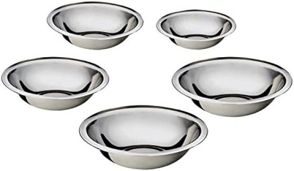 Conjunto com 5 Tigelas Rasas Inox, IN0051, Euro Home