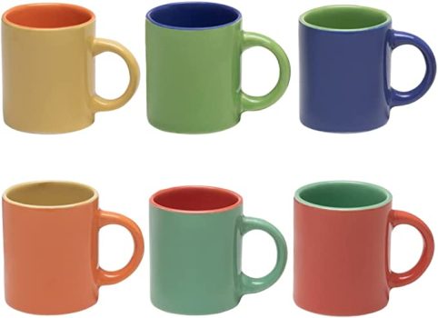 Mini Canecas Bicolor para Café 6 Peças Mimo Style Multicor