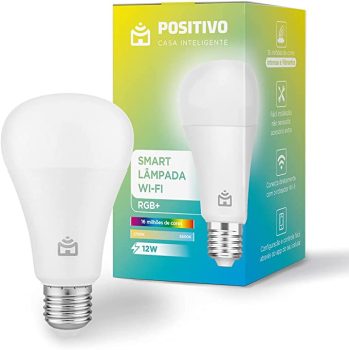 Smart Lâmpada Wi-Fi RGB+ Positivo Casa Inteligente, Branco Quente e Frio, Cores Mais Vibrantes, 1000 Lúmens, RGB, LED 12W, Bivolt – Compatível com Alexa