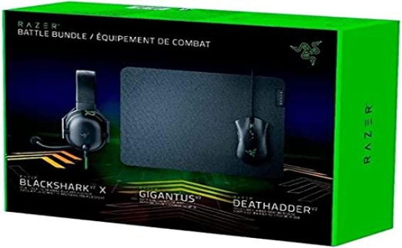 Kit Gamer Razer Battle Bundle, Mouse Gamer DeathAdder V2 + Headset Gamer BlackShark V2 X + Mousepad Gigantus V2, Preto – RZ85-03240100-B3U1