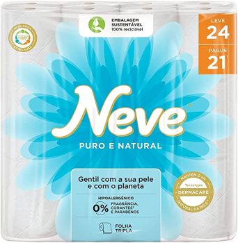 Neve Papel Higiênico Puro e Natural – 24 Rolos de 20mX10 cm