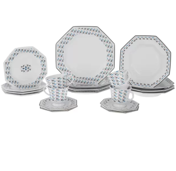 Aparelho de Jantar 20 Peças Porcelana Schmidt – Octogonal Mantiqueira