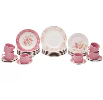 Aparelho de Jantar Chá 30 Peças Biona – Cerâmica Redondo Rosa Donna AE30-5160