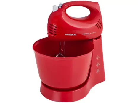 Batedeira Mondial Vermelha 400W Prática – B-44-R 3 Velocidades