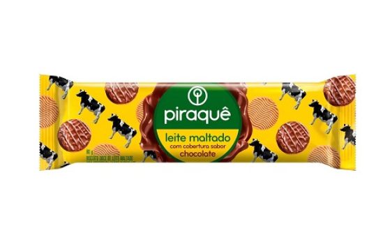 Biscoito Leite Maltado Cobertura Chocolate Piraquê Pacote 80g
