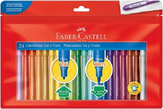Canetinha Ponta Vai e Vem 24 Cores, Faber-Castell