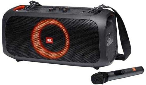 Caixa de Som Portátil Bluetooth JBL PartyBox On-The-Go, Com Microfone Sem Fio e Efeitos de Luzes – JBLPARTYBOXGOBBR2