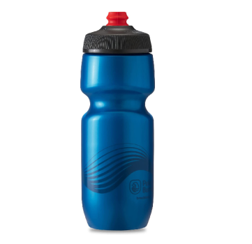 Polar Bottle Garrafa de água leve para bicicleta Breakaway Wave – livre de BPA, garrafa de compressão para ciclismo e esportes (azul escuro e carvão, 680 g)