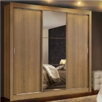 Guarda Roupa Casal Madesa Mônaco 3 Portas de Correr com Espelho