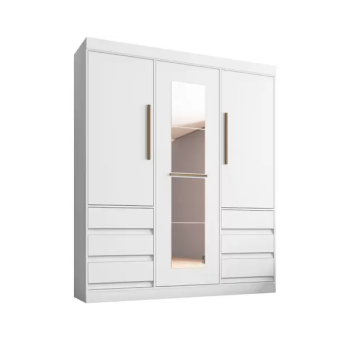Guarda-roupa Casal com Espelho 3 Portas 6 Gavetas – E77020 Miami