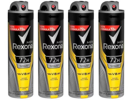 Kit Desodorante Rexona Motion Sense V8 Aerossol – Masculino 72 horas 150ml 4 Unidades