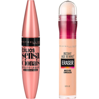 Kit Maybelline NY – Máscara de Cílios The Colossal + Corretivo Eraser 120 Light