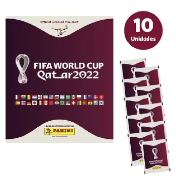 Livro – Kit C/ 1 Álbum Brochura + 10 Envelopes de Figurinhas da Copa Do Mundo Qatar 2022