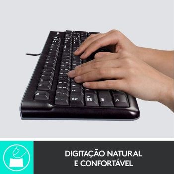 Combo Teclado e Mouse com fio USB Logitech MK120 com Design Confortável, Durável e Resistente à Respingos e Layout ABNT2