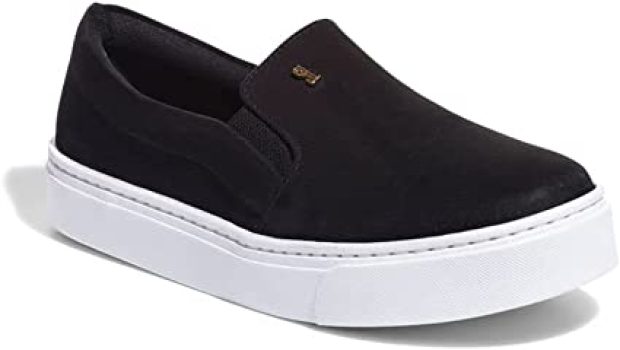 Tênis slip on tecido bege