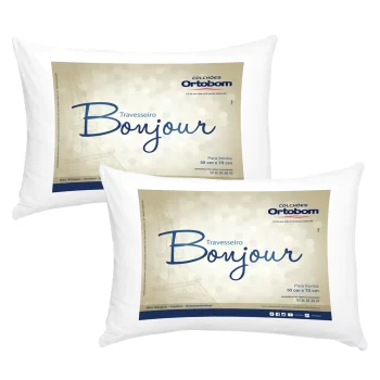 Travesseiros Ortobom Bonjour em Fibra Siliconizada 50 x 70 cm Brancos – 2 Unidades
