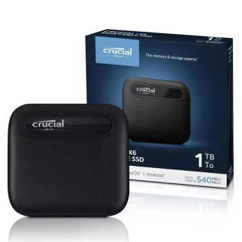 SSD Portátil Crucial X6, 500GB, USB-C, Leitura 540MB/s, Preto