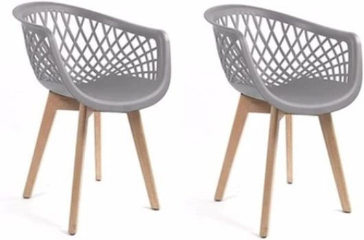 Conjunto 2 Cadeiras Web Empório Tiffany Wood Cinza