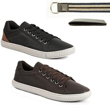 Kit 2 Pares Sapatenis Cadarço Casual + Cinto E Carteira