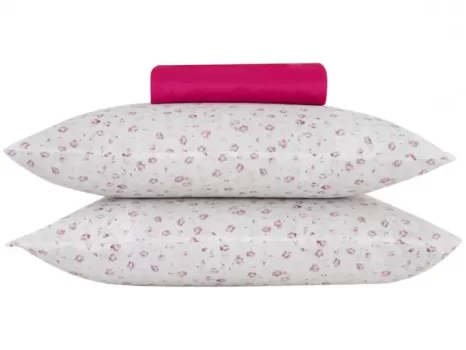 Jogo de Cama Casal La Dotta Microfibra Floral – Pink 3 Peças