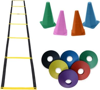 Kit Treino Agilidade Funcional Ginastica Futebol 4 Cones + 6 Chapeu Chines + 1 Escada De Agilidade Treimanento em Casa
