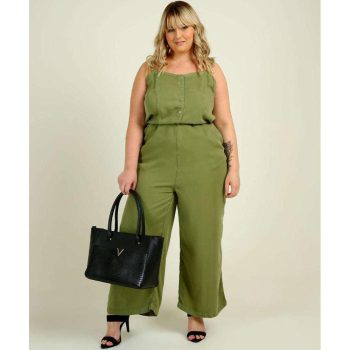 Macacão Plus Size Feminino Pantalona Alças Finas