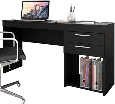 Mesa Escrivaninha Office 2 Gavetas Preto Notável Móveis