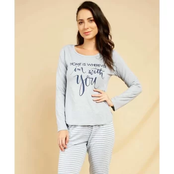 Pijama Feminino Estampado Manga Longa Marisa