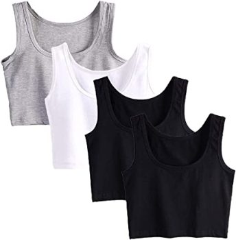 Kit 4 Blusas Cropped Blusinha Feminina Tshirt Regata Basic Fashion