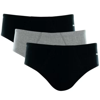 Kit Cueca Mash Slip de Algodão 3 Peças – Preto/Cinza Mescla/Preto
