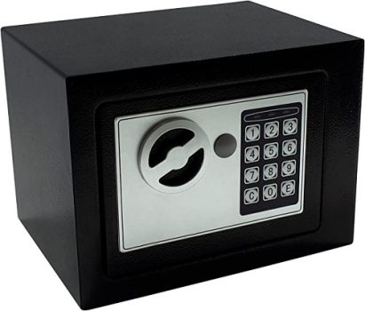Cofre Eletrônico Pequeno de Aço com Segurança Digital para Dinheiro Chave Joias Senha e Teclado