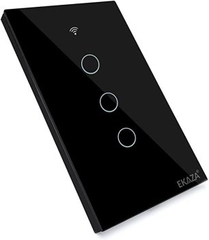 Interruptor Inteligente EKAZA 3 Botões Preto WiFi+BLE+RF