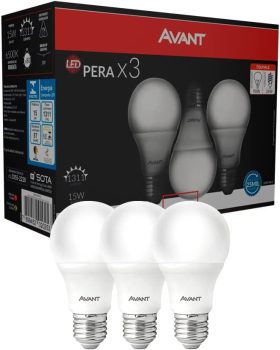 KIT COM 3 LÂMPADAS LED BULBO 15W BIVOLT 6500K Branco Frio AVANT- 335441473