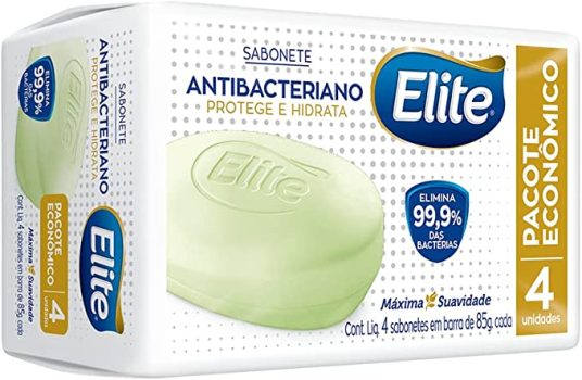 Sabonete em Barra Antibacteriano, Elite, 4 unidades de 85G cada