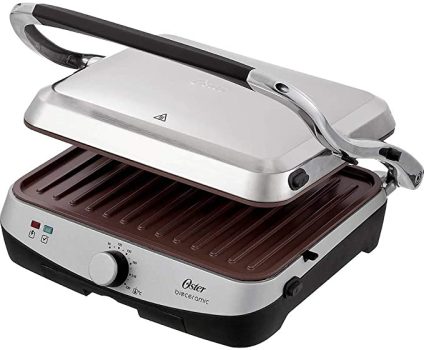 Grill Oster Bioceramic 2 Em 1, 110V, Inox, 1500W, CKSTPA4881