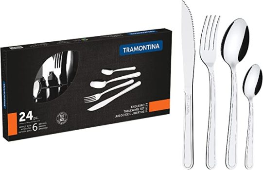 Jogo de Talheres 24 Peças Tramontina Búzios 23799071 Inox