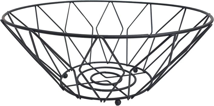 Fruteira De Mesa Redonda Aramada Metalizada Preta 2017