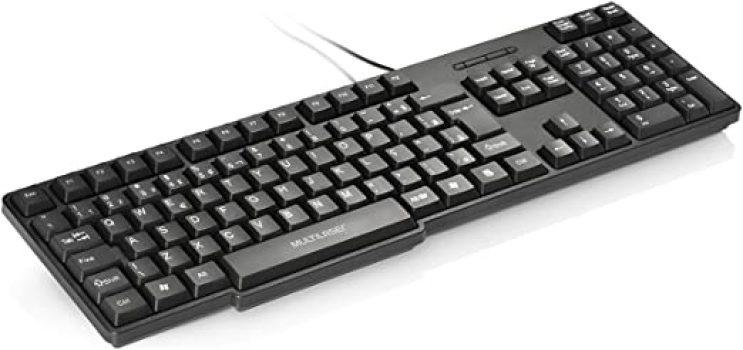 Teclado Multilaser Slim com Fio USB Teclas Silenciosas Preto – TC213, Multilaser, Teclados, Windows ou Mac OS, Preto
