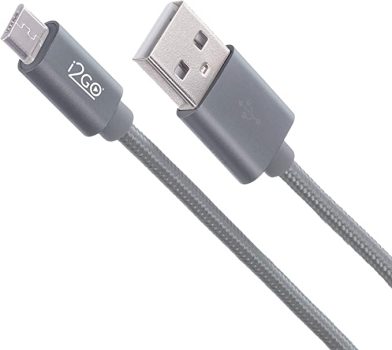 Cabo Micro USB I2GO 2m 2,4A Nylon Trançado Chumbo – I2GO PRO