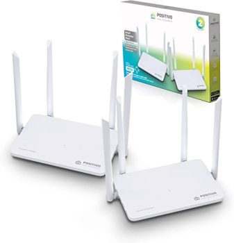 Kit Smart Roteador Mesh Fast Ethernet Positivo Casa Inteligente, Cobertura até 400m², Beamforming, Suporta até 128 Dispositivos, Sem Pontos Cegos – Bivolt