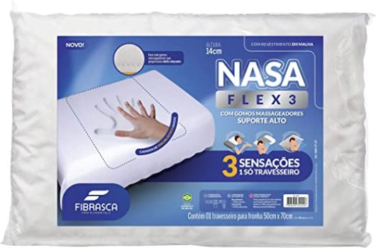 Travesseiro Nasa Flex 3 Suporte Alto – P/fronhas 50×70 cm – Fibrasca, Branco